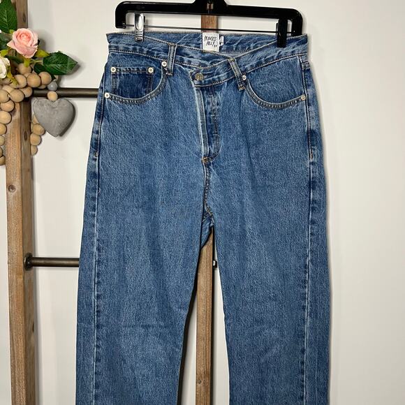 Princess Polly Asymmetrical Cross Over Denim Jeans - Picture 2 of 7